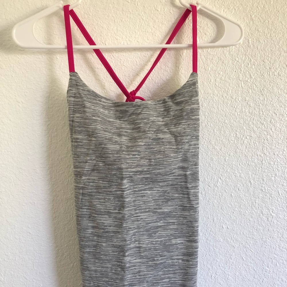 Lululemon Grey and Pink Workout Tank-top